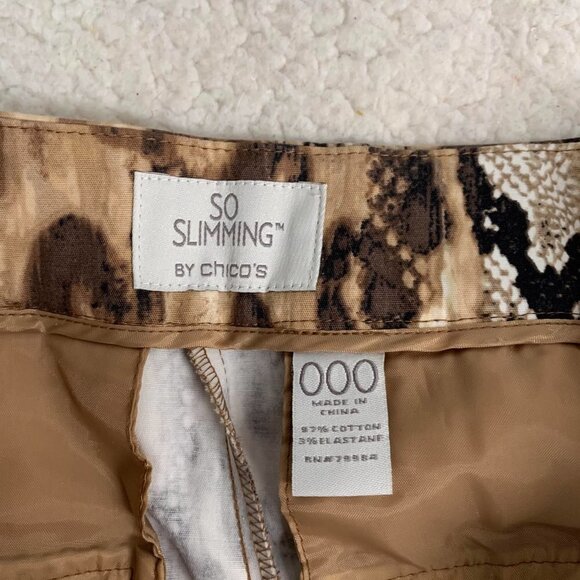 Chicos SO Slimming Animal Print Snake Python Skinny Ankle Capris X-Small Brown - Picture 4 of 8